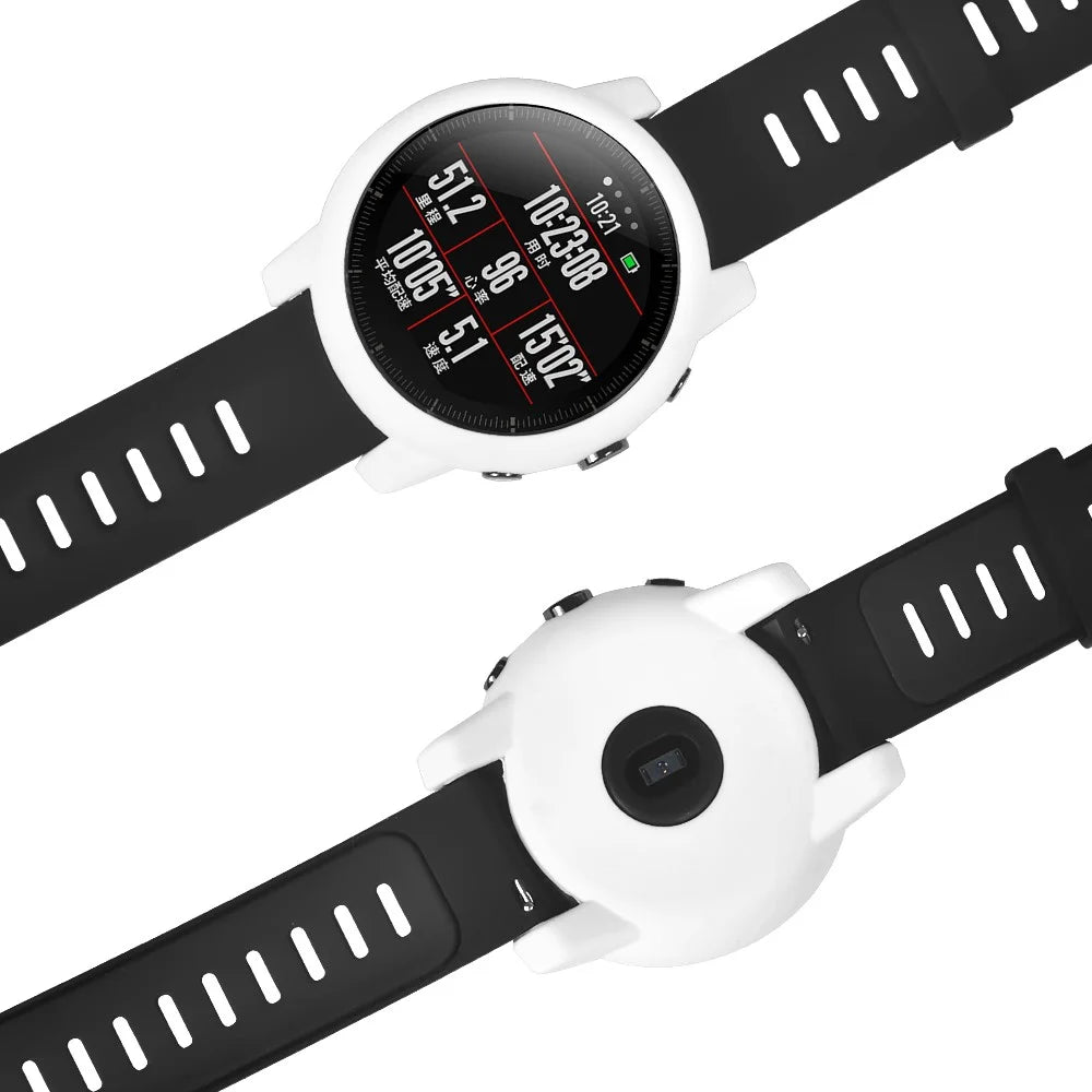 For Huami Amazfit Stratos 2 Watch Protective Frame Soft Silicone Drop-proof Cover - White - 6