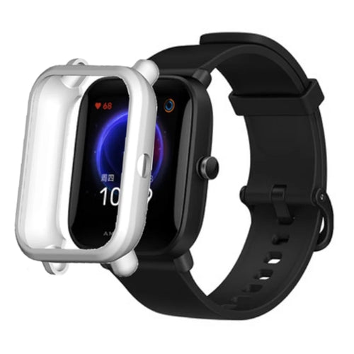 For Huami Amazfit Bip Pop / Bip / Bip U Watch Case Scratch-proof Soft TPU Frame Cover - White - 1