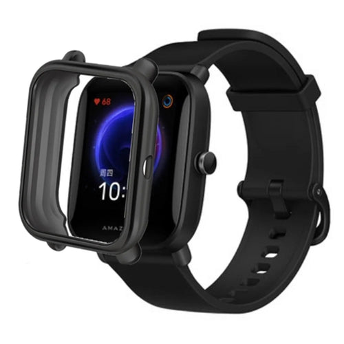 For Huami Amazfit Bip / Amazfit Bip U / Amazfit Bip Pop Case TPU Electroplating Watch Frame Cover - Black - 1