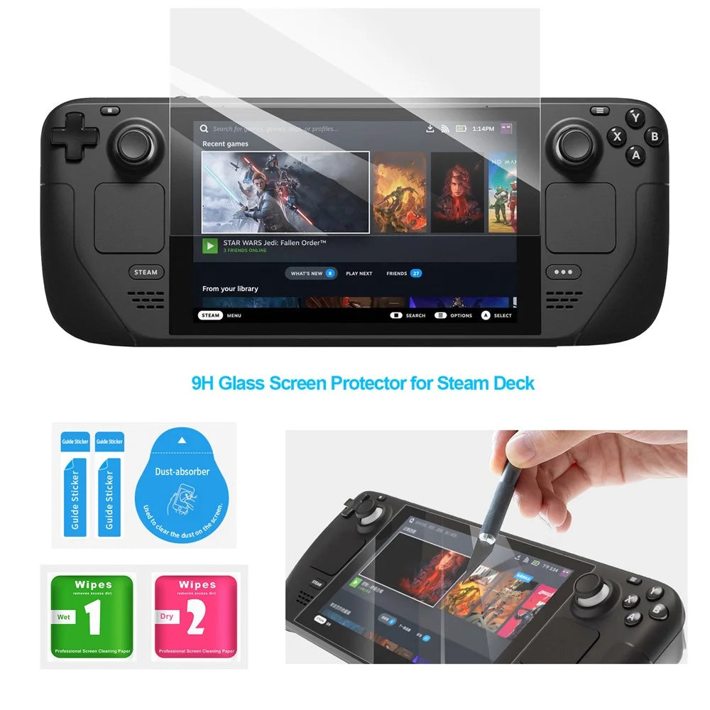 JYS JYS-SD021 19-in-1 Accessories Kit with Clear Case, Tempered Glass Screen Protector for Valve Steam Deck Game Console Protective Set - 2