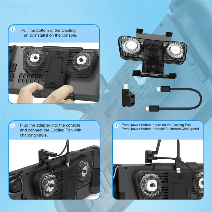 JYS JYS-SD006 For Steam Deck / Nintendo Switch / OLED Cooling Fan Dual Type-C Female Adapter Bracket Mount - 3
