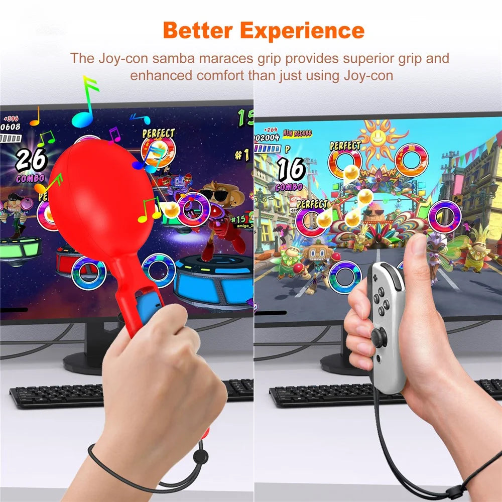 JYS JYS-NS251 2PCS For Nintendo Switch Joy-Con Music Sand Hammer Hand Grips Game Controllers - Red+Blue - 6