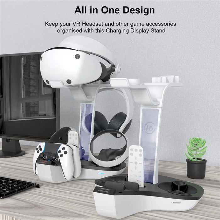 JYS JYS-P5156 Charging Display Stand for Sony PS VR2 / PS5 / PS5 DualSense Edge Controller, VR Headset Charging Dock with RGB Light - 6