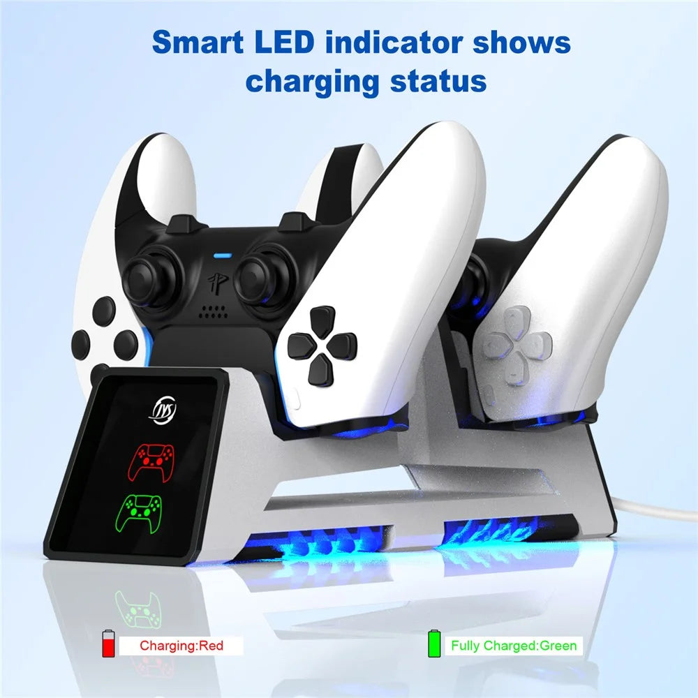JYS JYS-P5167 For PS5 / PS5 Edge Controller Dual Slot Magnetic Charging Base VR Headset Storage Rack - 4