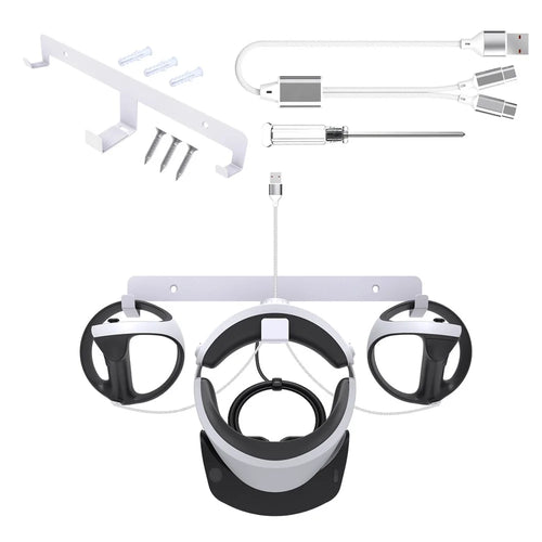 JYS JYS-P5170 For PS VR2 Wall Mount Iron Storage Stand VR Headset Controller Rack with Charging Cable - 1