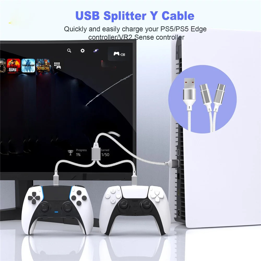 JYS JYS-P5170 For PS VR2 Wall Mount Iron Storage Stand VR Headset Controller Rack with Charging Cable - 4