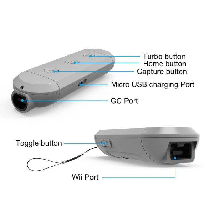JYS JYS-NS166 GC Wireless Controller Adapter Compatible with Nintendo Switch / PC, Game Controller Converter with Vibration, Screenshot Turbo Function - 3