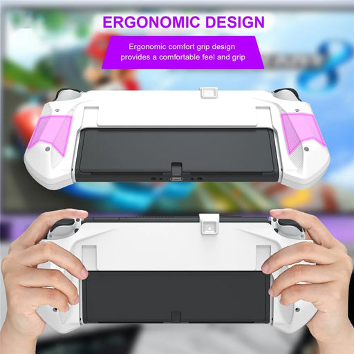 JYS JYS-NS232 For Nintendo Switch OLED Game Console Non-Slip Pluggable Base Grip Case - White - 2