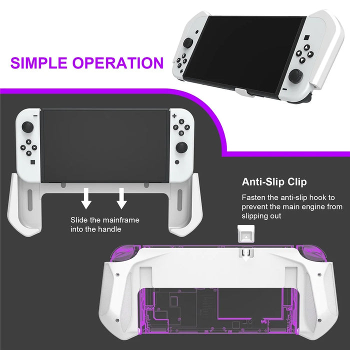 JYS JYS-NS232 For Nintendo Switch OLED Game Console Non-Slip Pluggable Base Grip Case - White - 4