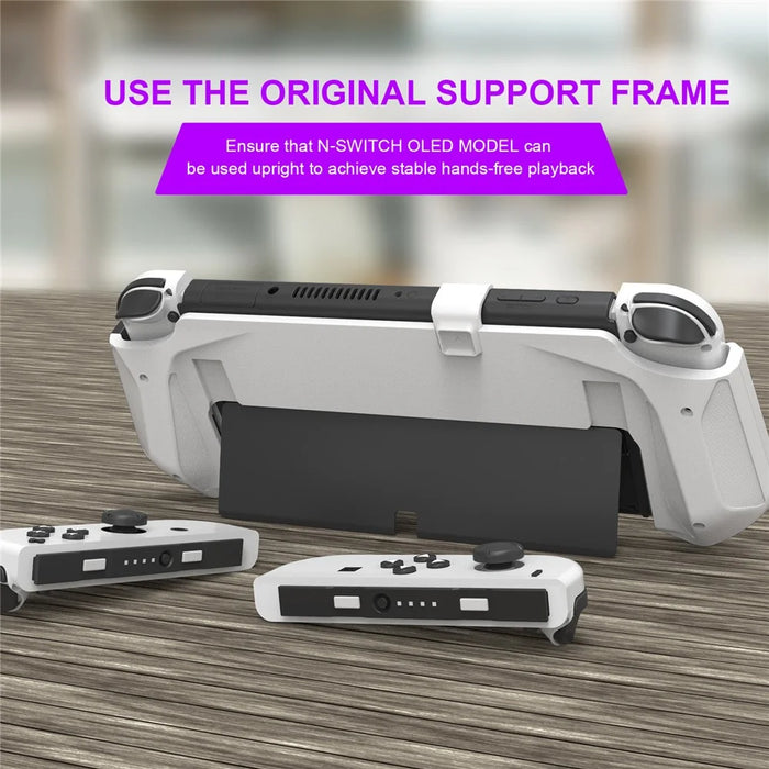 JYS JYS-NS232 For Nintendo Switch OLED Game Console Non-Slip Pluggable Base Grip Case - White - 6
