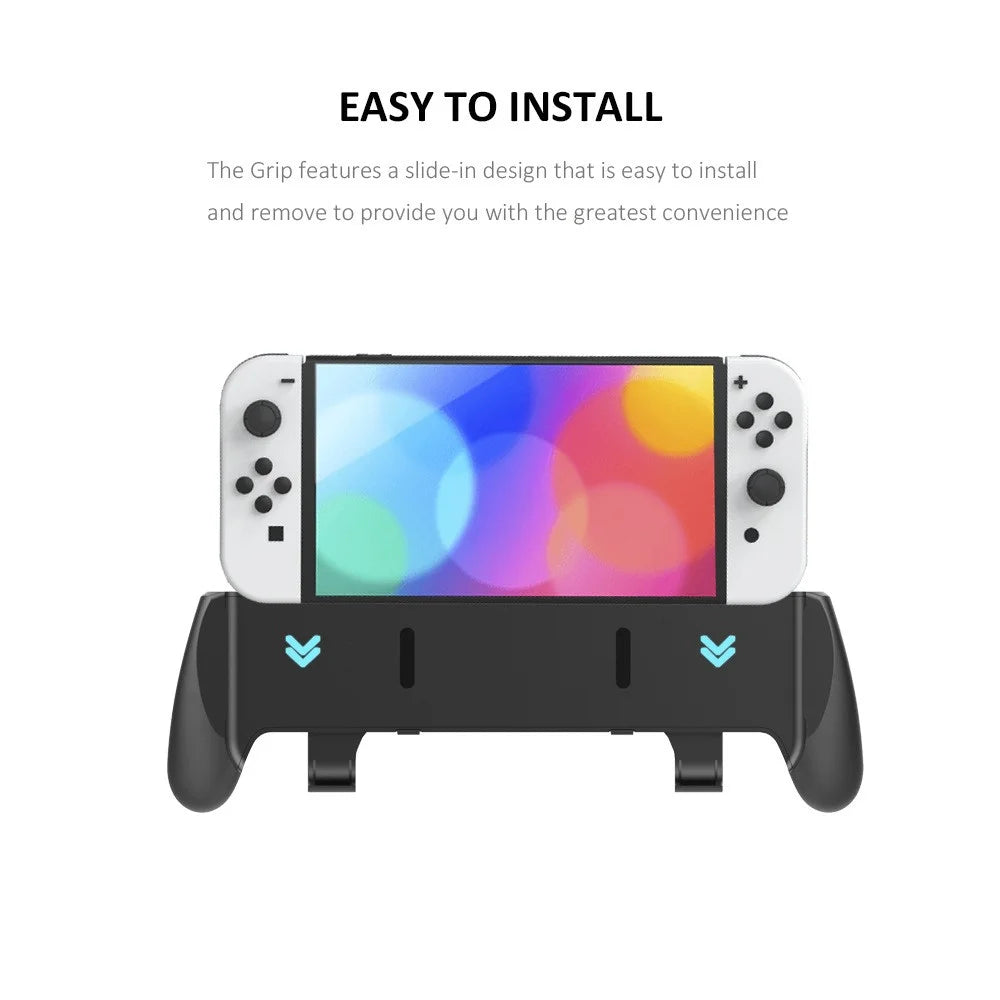 JYS NS218 For Nintendo Switch OLED Game Console ABS Hand Grip Kickstand Case with Game Card Holder - Black - 3