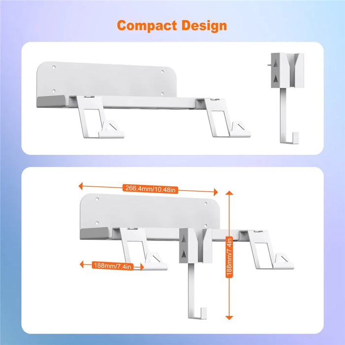 JYS JYS-P5173 Multi-Function Wall Mount Kit for Sony PS5 Game Console Controller Holder with 2-in-1 Magnetic Charging Cable - Black - 6