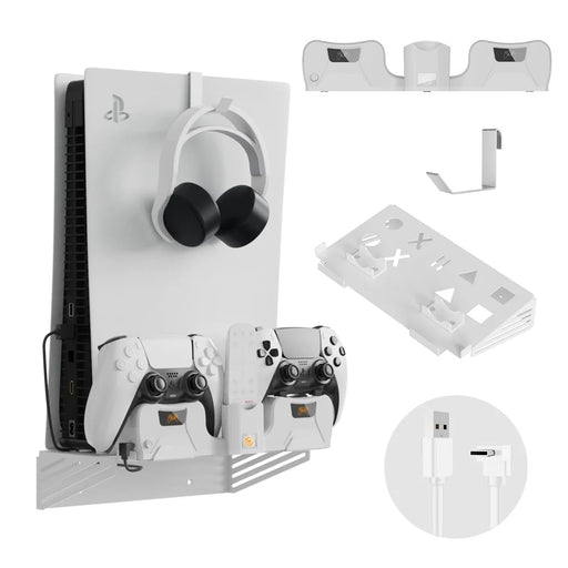 JYS JYS-P5181 Game Console Wall Mount Stand with Charging Dock for Sony PS5 / PS5 Slim Controller Charging Station Holder - 1
