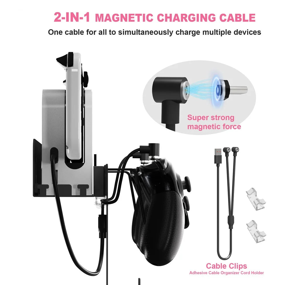 JYS JYS-NS252 For Nintendo Switch / Switch OLED Game Console Controller Headset Wall Mount Kit 2-in-1 Bracket - Black - 4