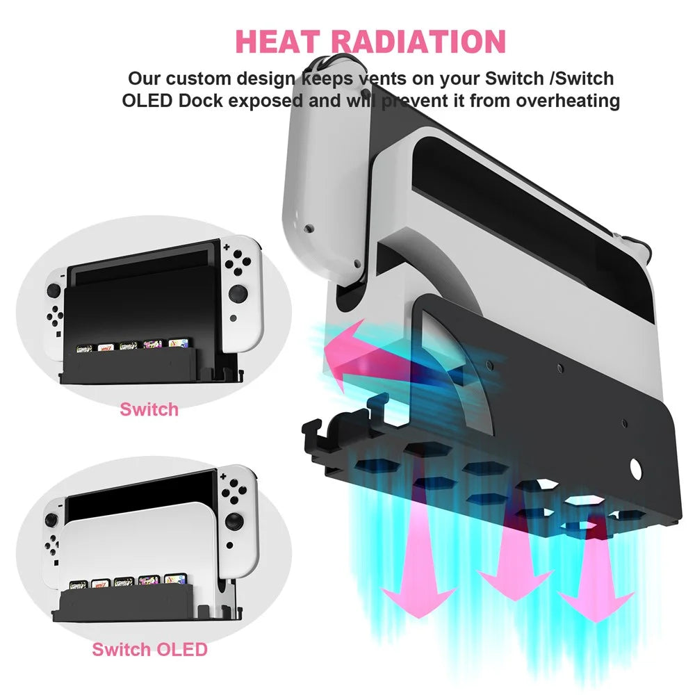 JYS JYS-NS252 For Nintendo Switch / Switch OLED Game Console Controller Headset Wall Mount Kit 2-in-1 Bracket - Black - 5