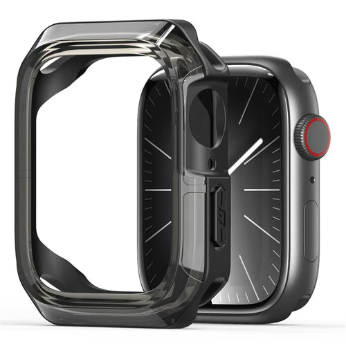 DUX DUCIS Tamo Series for Apple Watch Series 9  /  8  /  7 41mm Watch Case PC+Silicone Shockproof Cover - Translucent Black - 1