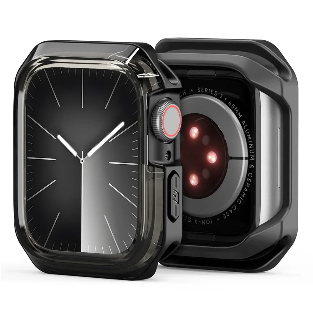 DUX DUCIS Tamo Series for Apple Watch Series 9  /  8  /  7 41mm Watch Case PC+Silicone Shockproof Cover - Translucent Black - 2
