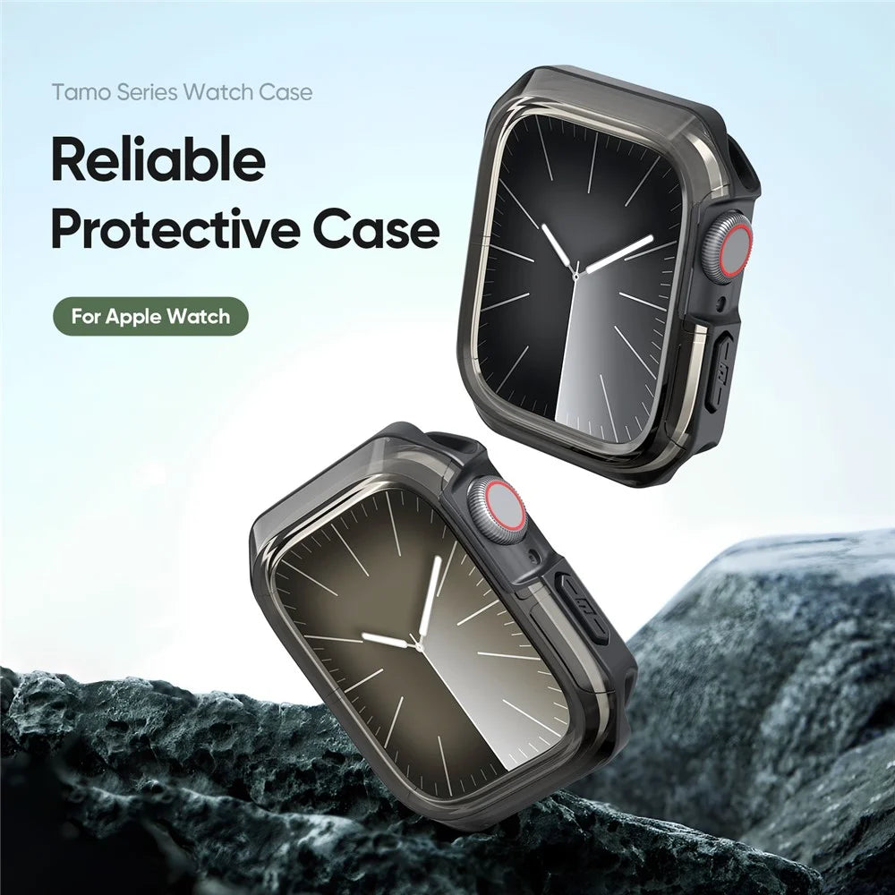 DUX DUCIS Tamo Series for Apple Watch Series 9  /  8  /  7 41mm Watch Case PC+Silicone Shockproof Cover - Translucent Black - 3