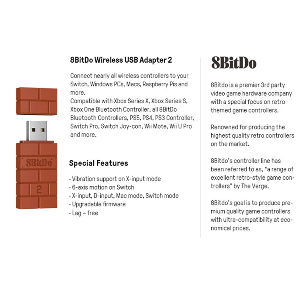 8BITDO For Nintendo Switch / Switch OLED / PS5 / PS4 Game Controller Wireless USB Bluetooth-compatible Receiver Adapter - 4