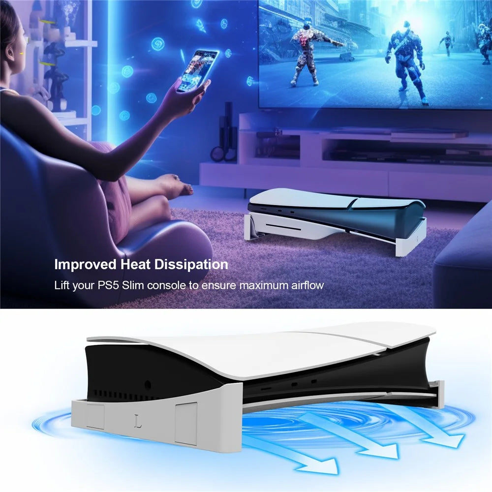 JYS JYS-P5189 Universal Horizontal Bracket for PS5 Slim Console (Digital / Optical Drive Version) - White - 3