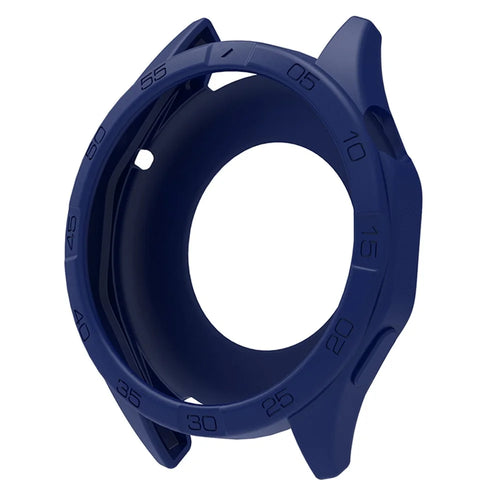 For Huawei Watch GT 6 46mm / GT 5 46mm / GT 4 46mm Protective Case Anti-Scratch Silicone Cover with Dial Plate - Navy Blue - 1