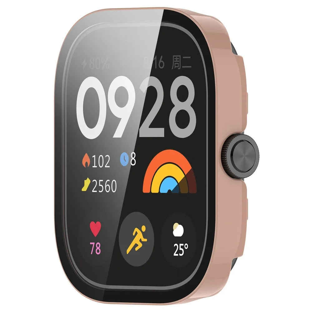 For Xiaomi Redmi Watch 4 Full Protective Case PC Watch Cover with Tempered Glass Screen Protector - Pink - 5