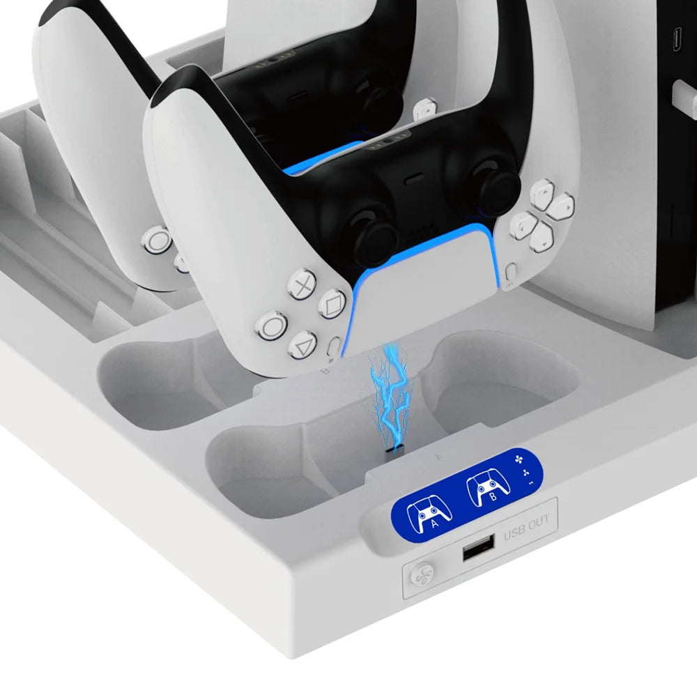 IPEGA PG-P5S028 For PS5 / PS5 Slim Console Cooling Base Headset Disc Storage Rack with USB Port and Light - 4