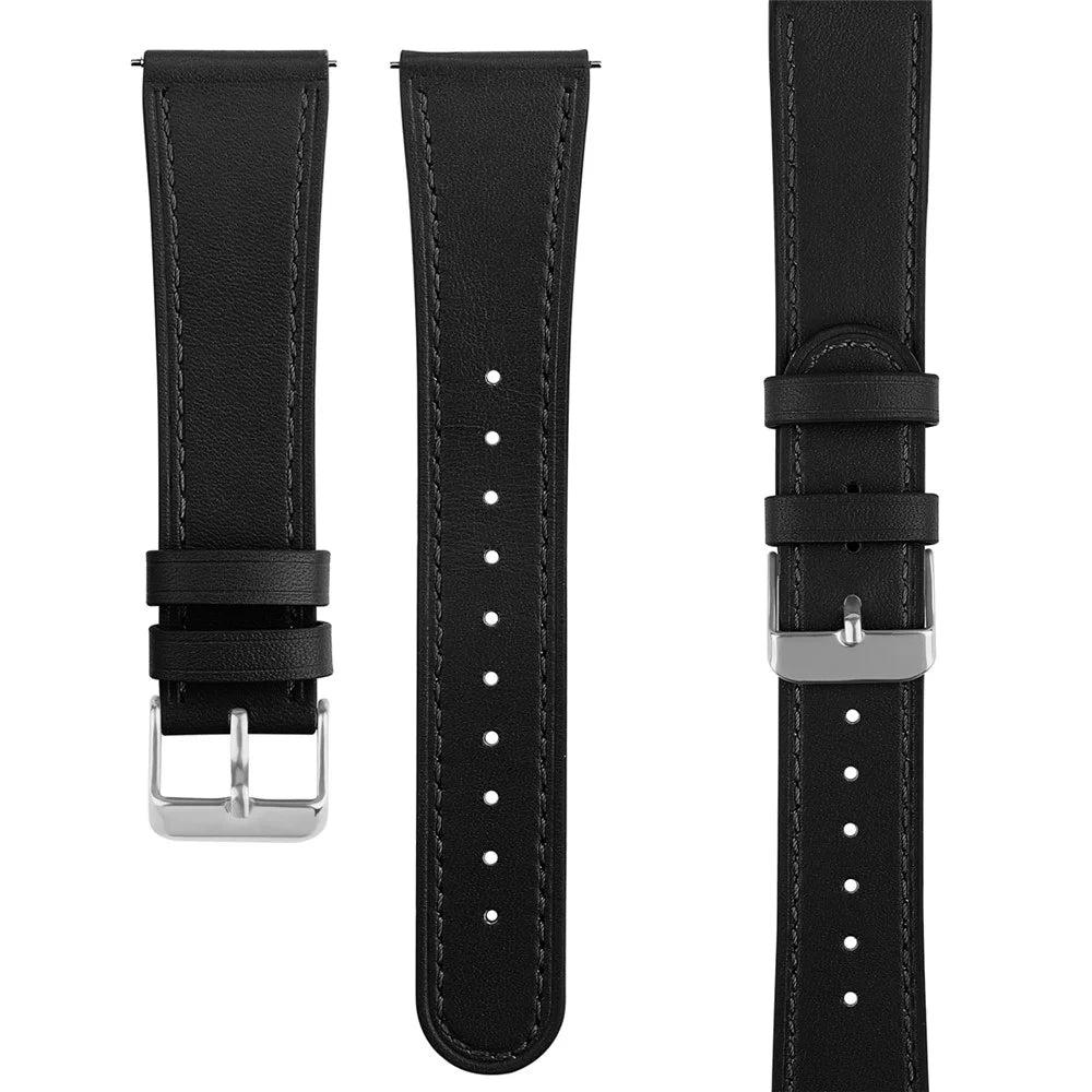 For Huawei Watch GT 42mm / 46mm / Watch GT 2 42mm / 46mm / Samsung Galaxy Watch 46mm Watch Strap Top Layer Cowhide Wrist Band - Black - 3
