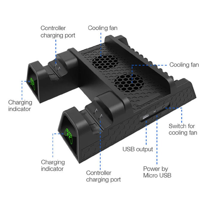 DOBE TYX-1840 For Xbox One X / S Cooling Stand with Dual Controller Charging Dock - 5
