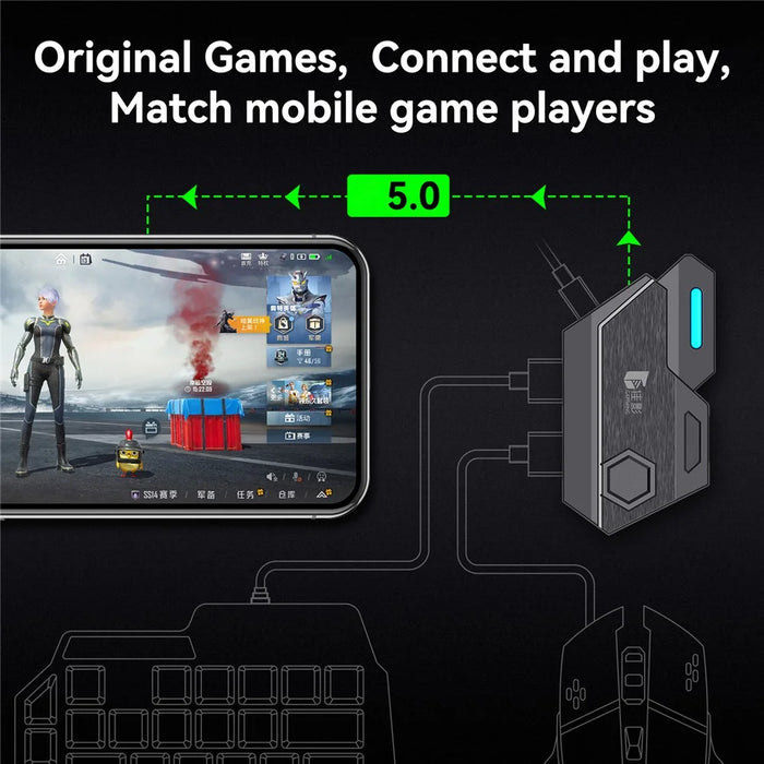 GAMWING Elite Converter+G2 Mouse+K12 Mute Keyboard+Phone Bracket Stand - 3