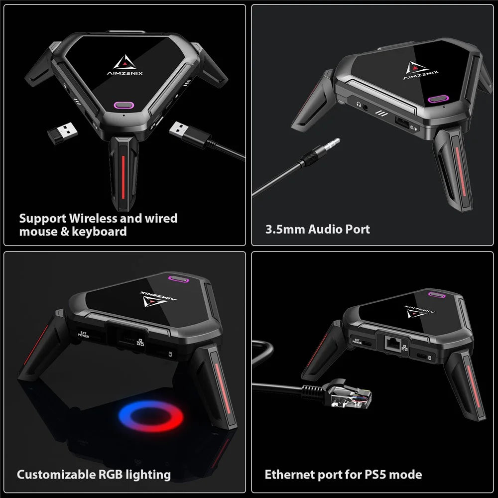 AIMZENIX Monster For Switch PS5 / 4 / 3 XBox Keyboard Mouse Adapter Converter - 3