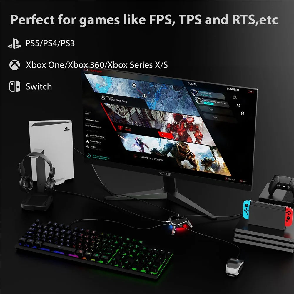 AIMZENIX Monster For Switch PS5 / 4 / 3 XBox Keyboard Mouse Adapter Converter - 4