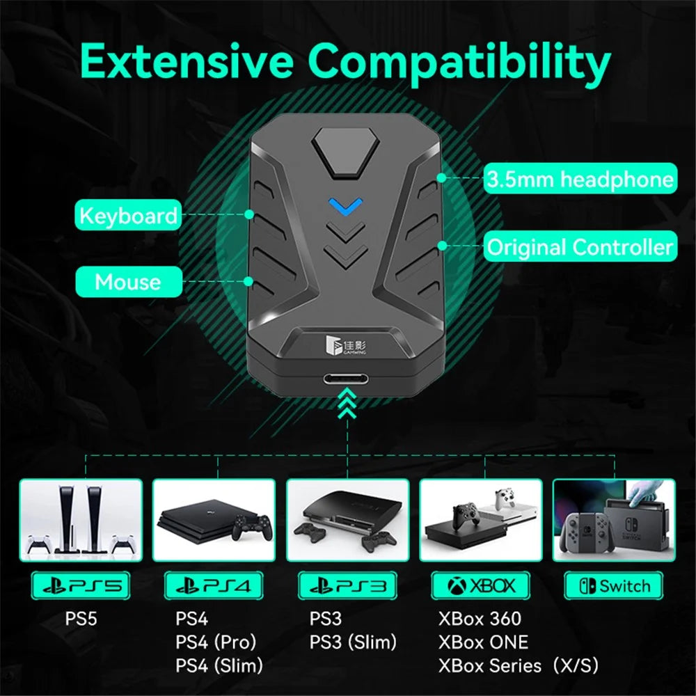 GAMWING Mix Master Pro Gaming Mouse + Keyboard + Converter Combo Pack - 4