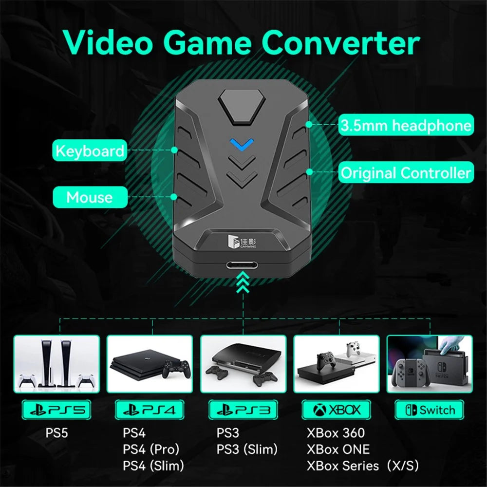 GAMWING Mix Master Pro Gaming Mouse + Keyboard + Converter Combo Pack - 6