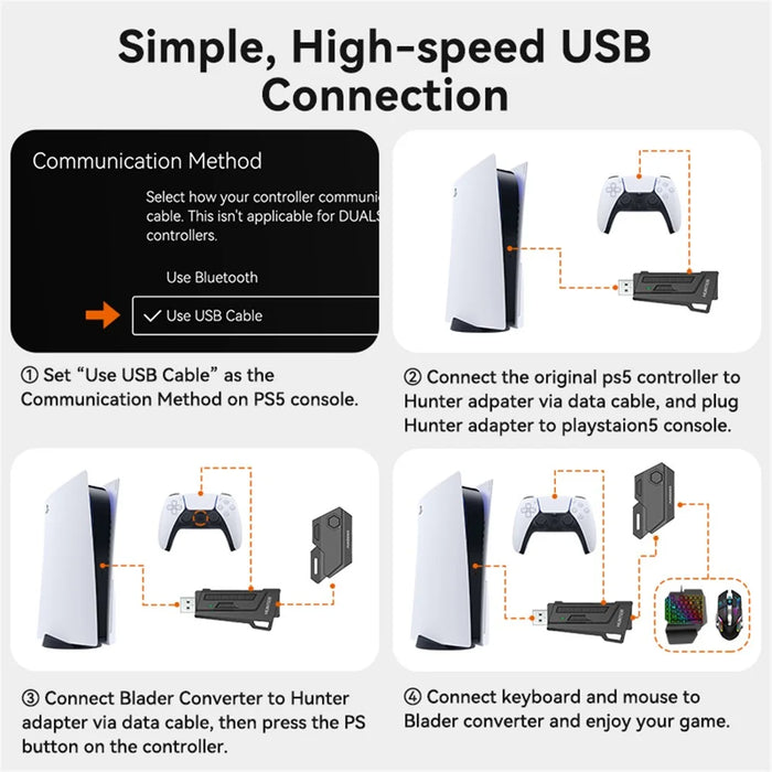 GAMWING Blader Converter + Hunter Adapter + G7 Keyboard + GM86 Mouse Set for Game Console - 5