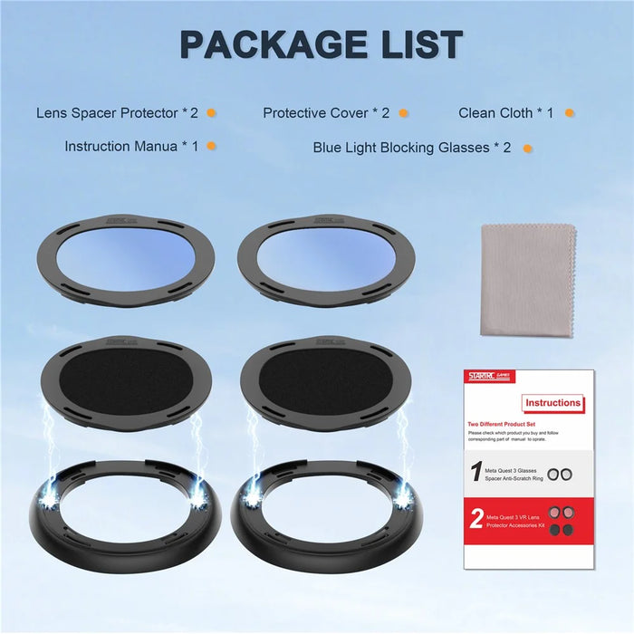 STARTRC GAMES 1 Pair for Meta Quest 3 Anti Blue Light Anti-scratch Lens Protective Cover Set - 7
