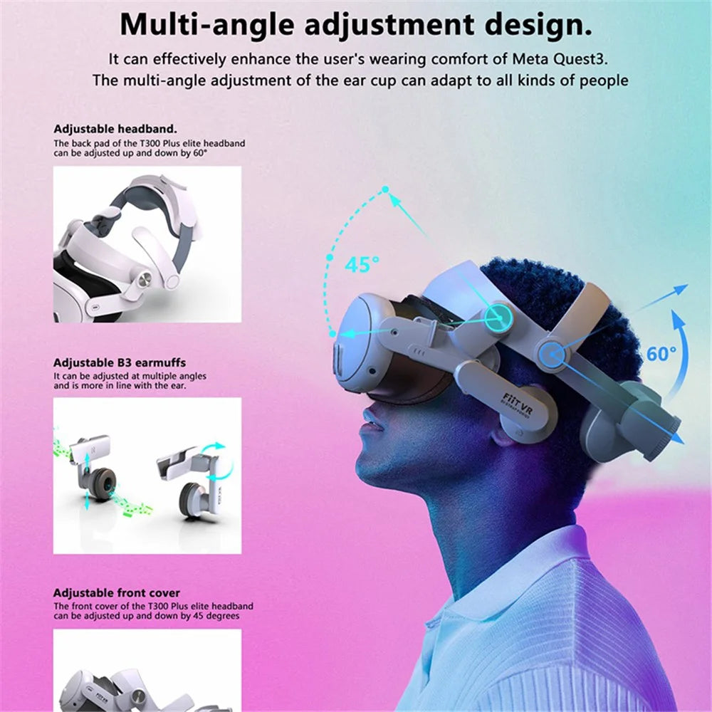FIIT VR T300 Plus Headband+Front Cover+ Earmuffs for Meta Quest 3 VR Headset Accessories - 4