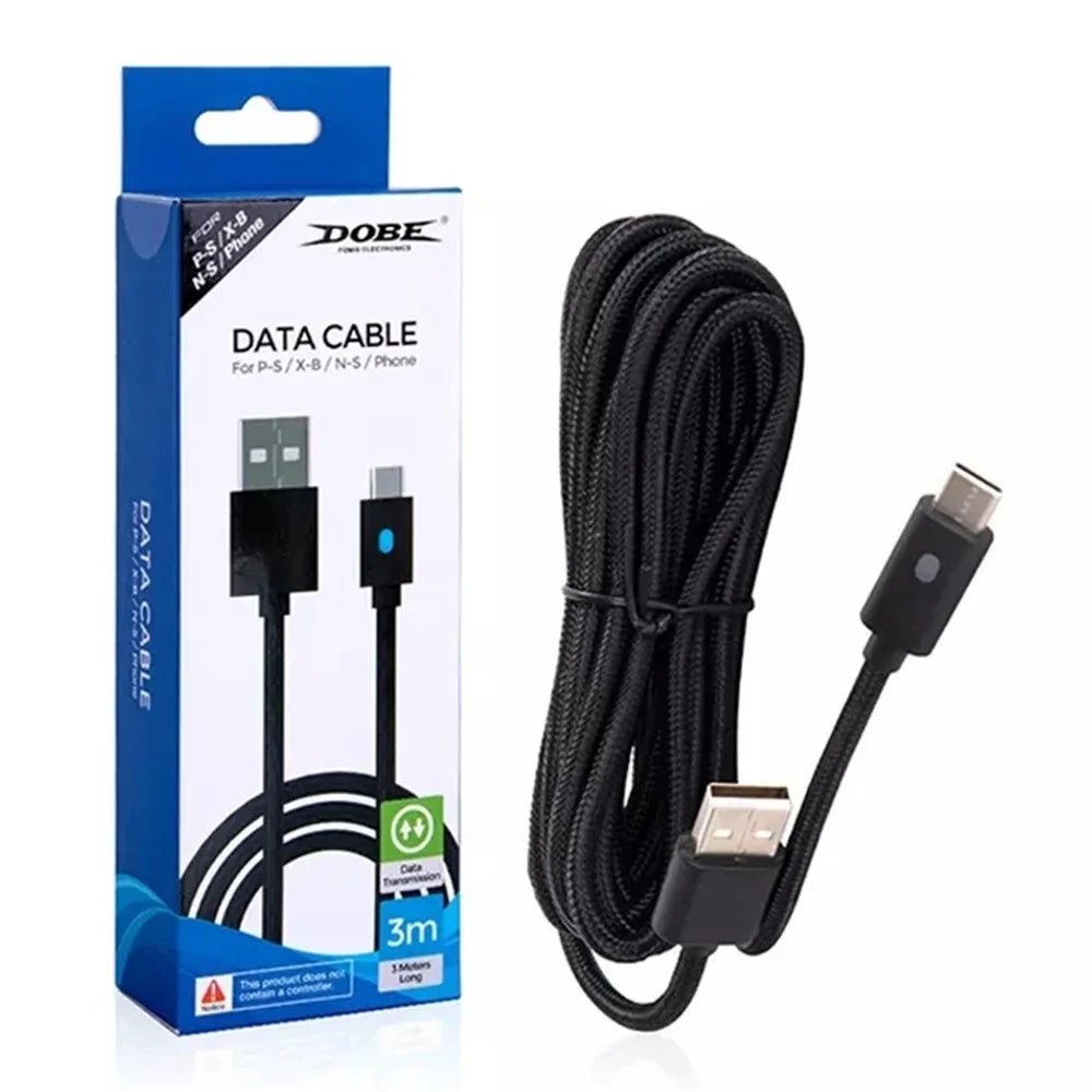 DOBE TY-0803B For Sony PS5 / PS4 / Xbox / Switch Pro Game Controller Phone Type-C Charging Cable, 3m - 5