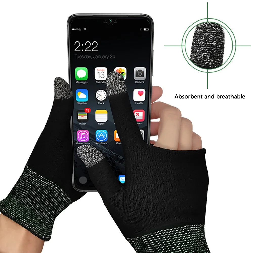 1 Pair Touchscreen Gaming Gloves High-Sensitive Anti-Sweat Seamless Game Gloves - Black - 2