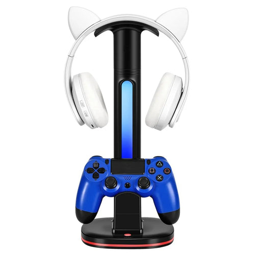 RGB Light Game Controller Charger Dock Headphone Holder with 2*USB Port - For PS4 - 1