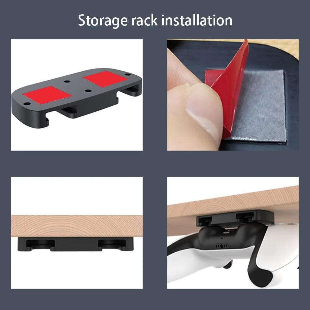 For PS4 / PS5 Game Controller Hanger Bracket Under Desk Storage Rack - 6