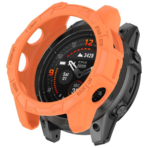 For Garmin Quatix 7 Pro Anti-collision TPU Smartwatch Case Hollow Protective Frame - Orange - 1