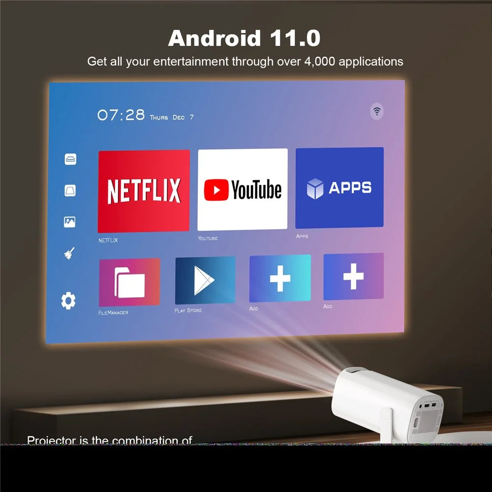 P30 Mini Home 4K Video Projector Dual WiFi Bluetooth-compatible Portable Projector - US Plug - 4