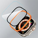 For Apple Watch Ultra 3 / Ultra 2 / Ultra 49mm Case Aluminum Alloy Watch Cover with Tempered Glass Film - Orange - 3
