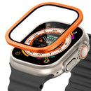 For Apple Watch Ultra 3 / Ultra 2 / Ultra 49mm Case Aluminum Alloy Watch Cover with Tempered Glass Film - Orange - 7