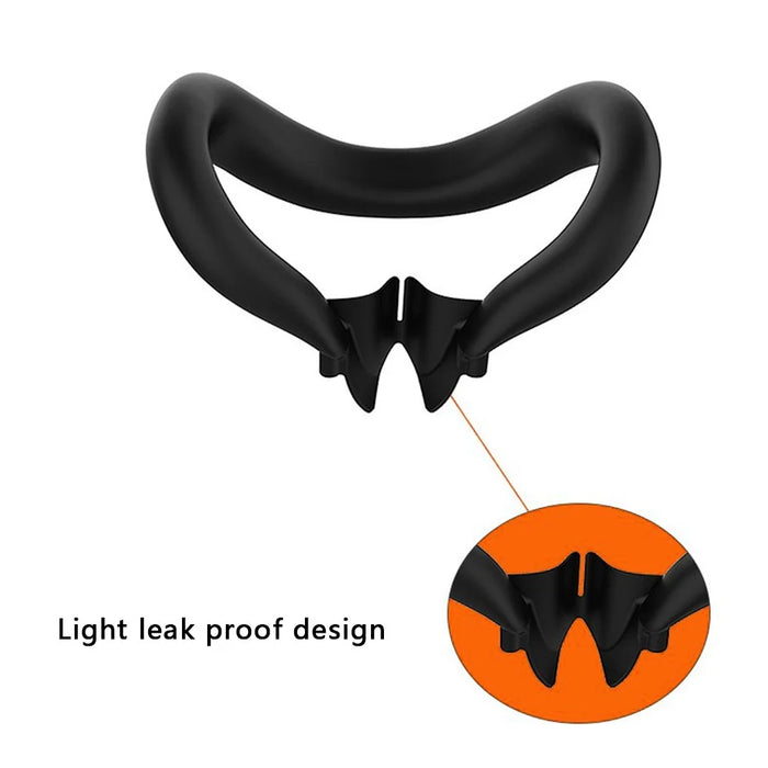 For Meta Quest 3 VR Headset Silicone Face Mask + Lens Protective Cover + 2 Rocker Cap - Black - 2
