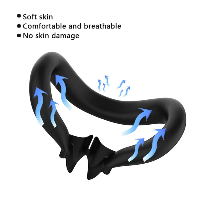 For Meta Quest 3 VR Headset Silicone Face Mask + Lens Protective Cover + 2 Rocker Cap - Black - 3