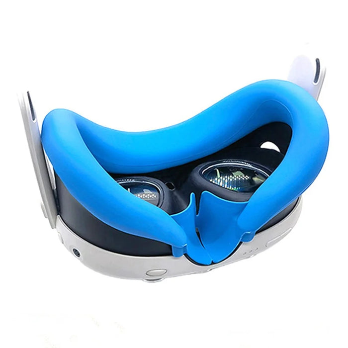 For Meta Quest 3 VR Headset Silicone Face Mask + Lens Protective Cover + 2 Rocker Cap - Black - 7
