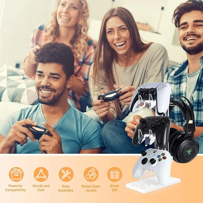 Game Controller Holder Crystal Acrylic Gamepad Display Stand Bracket Rack for Switch  /  Xbox - White - 2