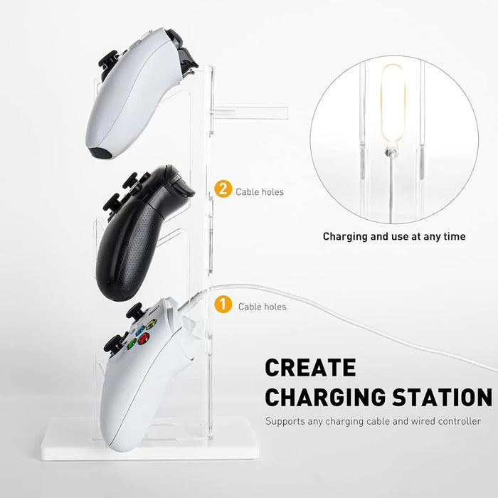 Game Controller Holder Crystal Acrylic Gamepad Display Stand Bracket Rack for Switch  /  Xbox - White - 5
